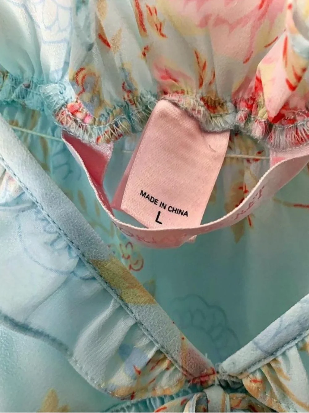 Vtg Victoria’s Secret 2004 Blue Floral Mesh Babydoll Top - Large - EUC